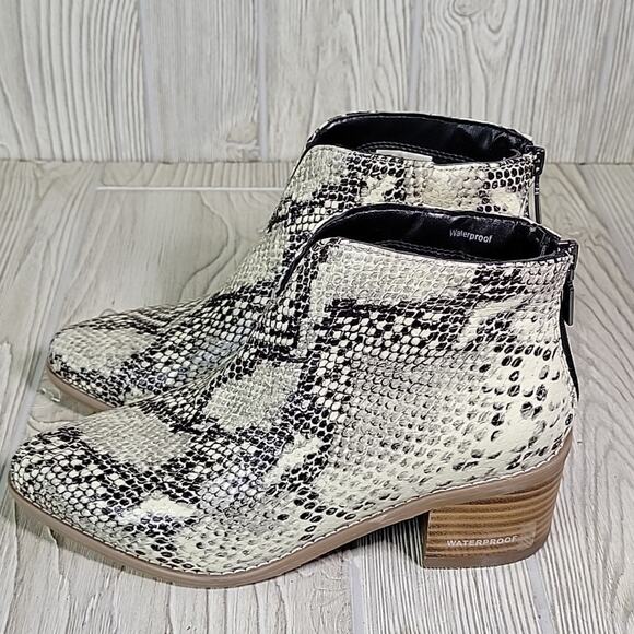 Aqua College Emily Natural Snakeprint Leather Waterproof Ankle Boot Womens 6 NEW - Picture 5 of 15